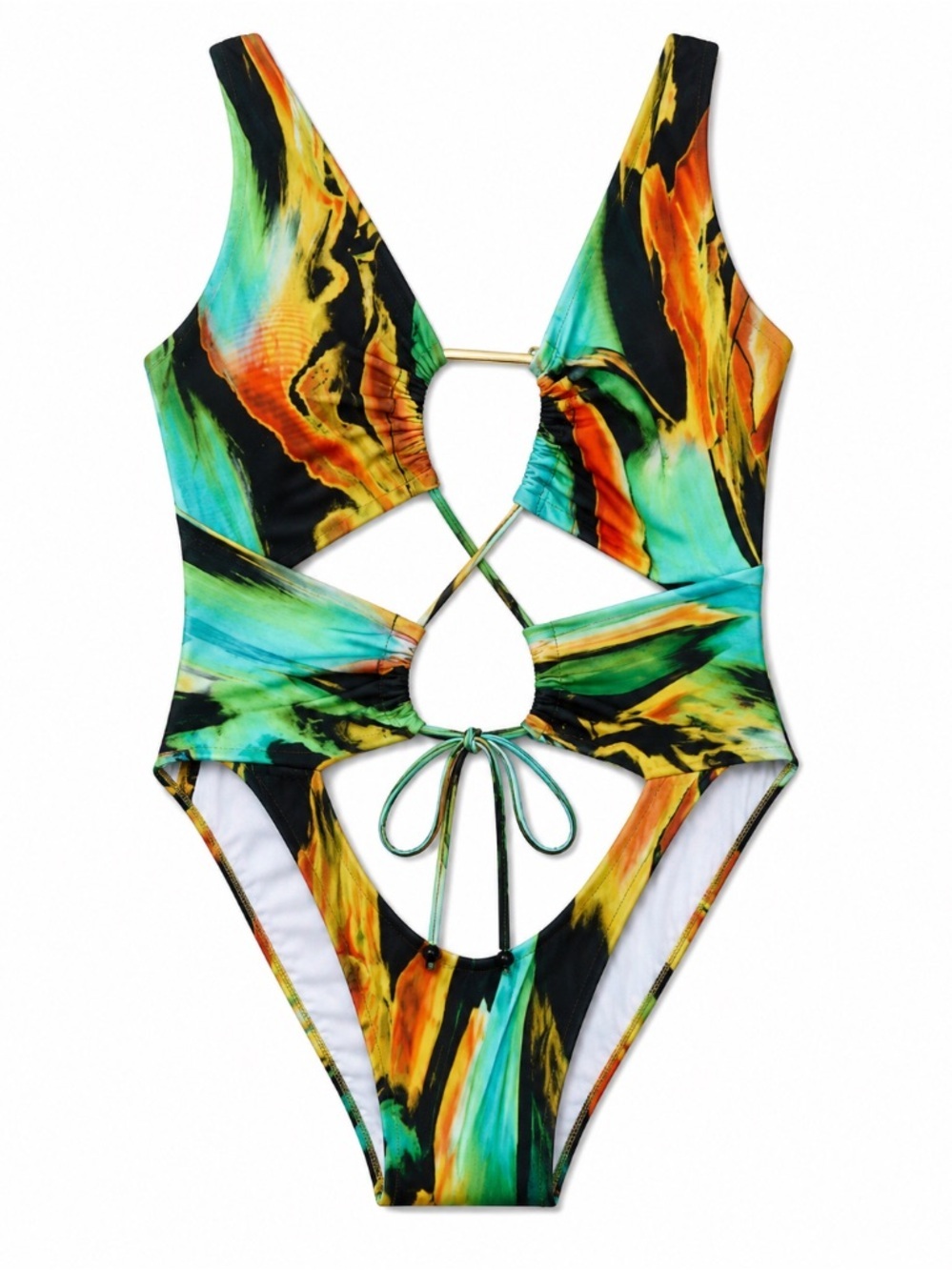 PrettyLittleThing • Cutout • One-Piece • Multicolor • Swimsuit • Size 10